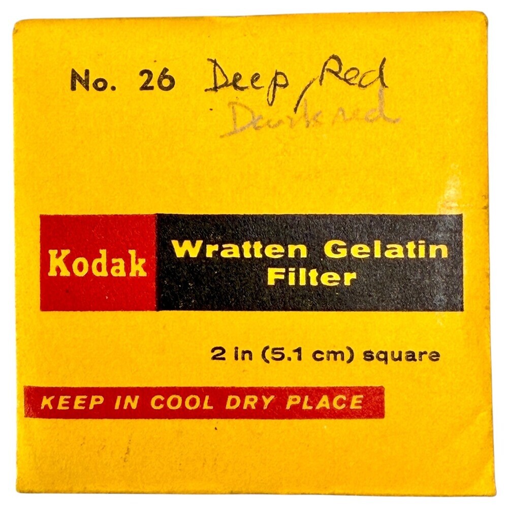 Kodak Wratten Gelatin Filter 51 mm / 2” #26 Deep Red NOS Sealed w/writing on pkg